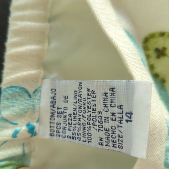 3 Sisters Silk Linen 2 piece Skirt Set Turquoise 14 Mother of the Bride Floral - Picture 6 of 8